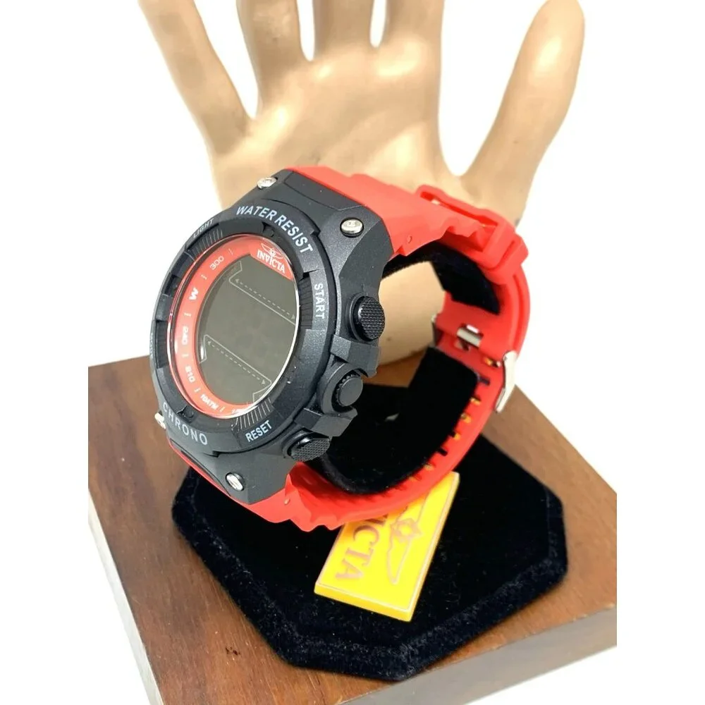 Invicta Men's Watch 47528 Racing Quartz Digital Black Red Resin Strap 52mm